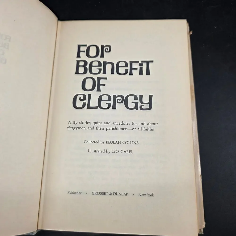 For Benefit Of Clergy Beulah Collins First Edition 1966 Illustrated Leo Garel